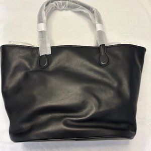 J.Crew Black Berkeley Leather Tote Item BJ721 NWT / Dust Cover